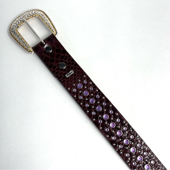 Ariat Lavender Rhinestone Silver Leather Western Belt - 26 - Picture 5 of 5